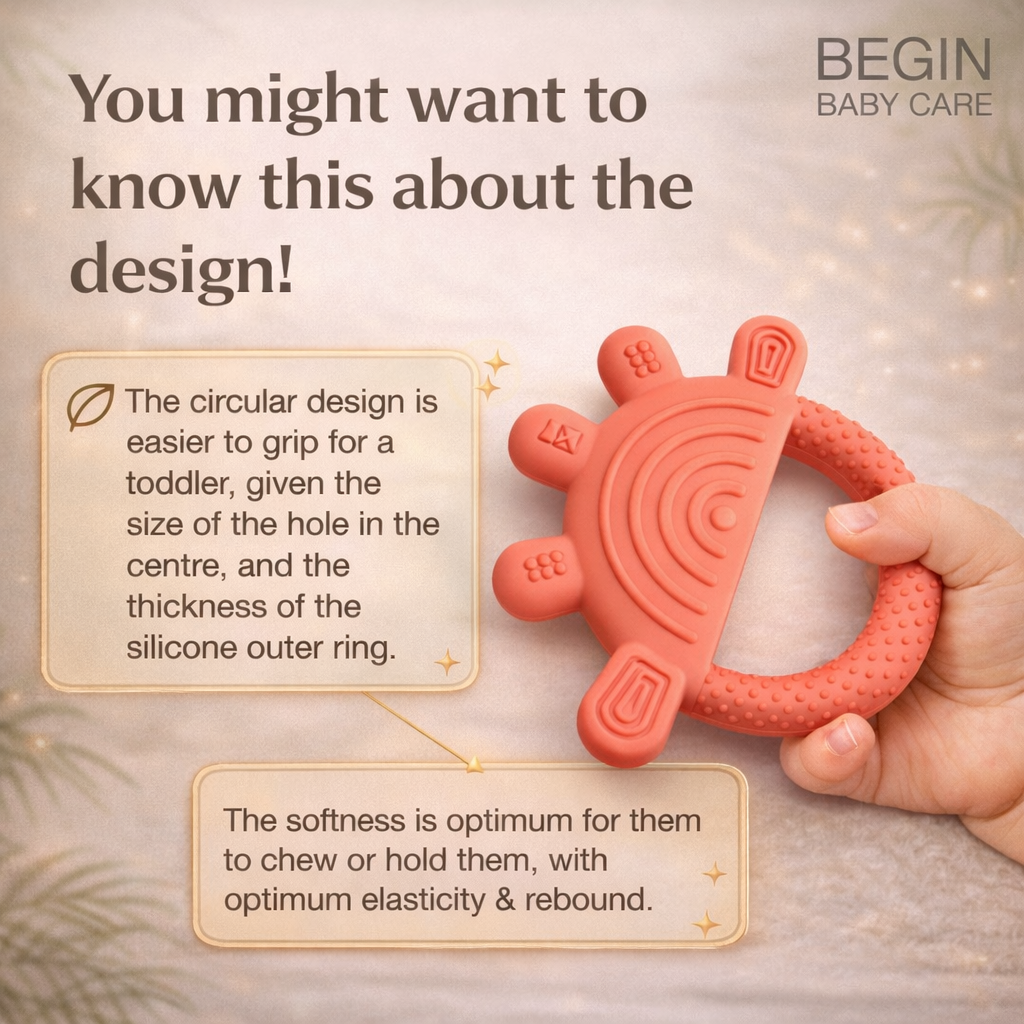 Pink Octopus Silicone Baby Teether Toy With EasyGrip for 4+ Months Old