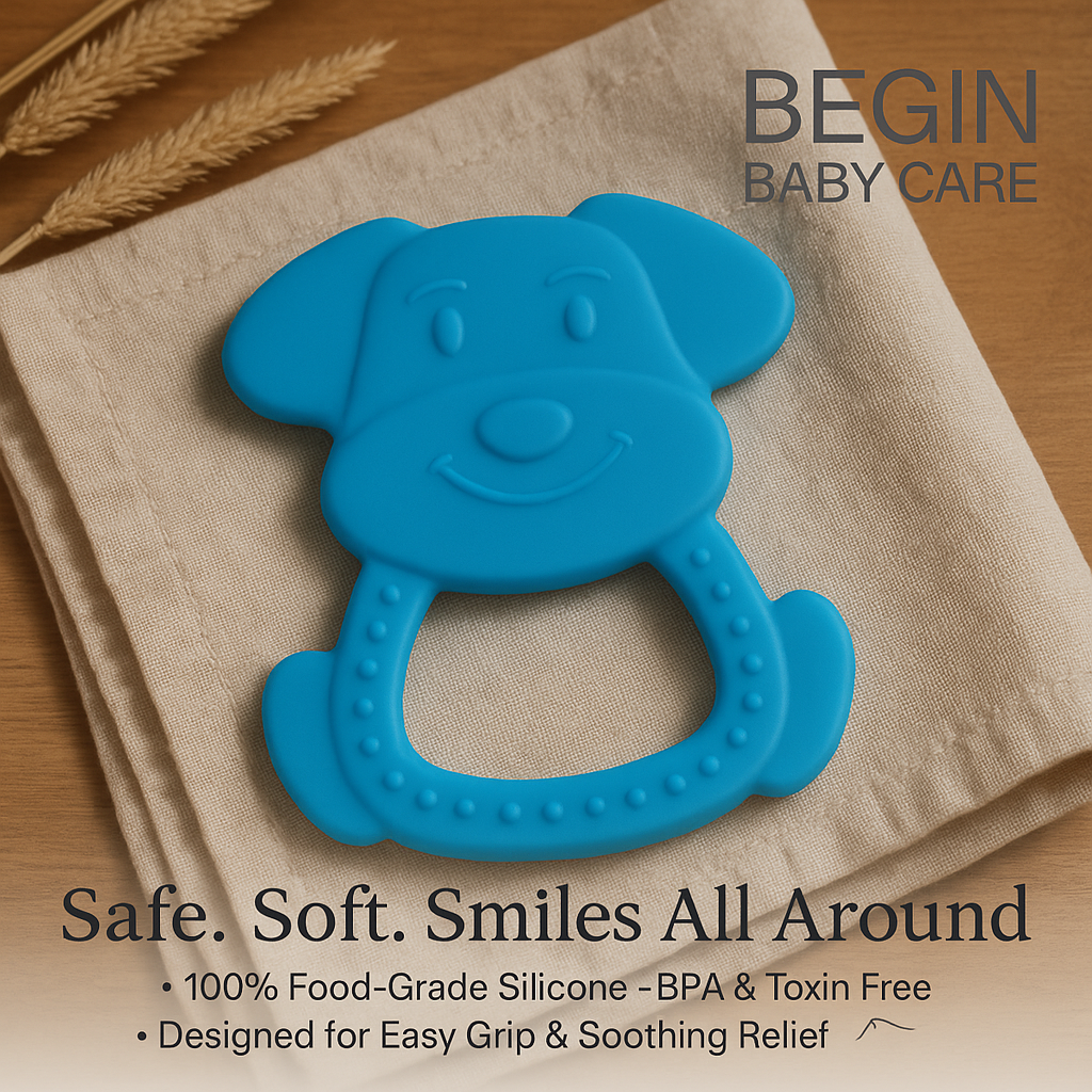 Blue Puppy Shaped Silicone Baby Teether 4 - 12 Months by Begin Baby Care