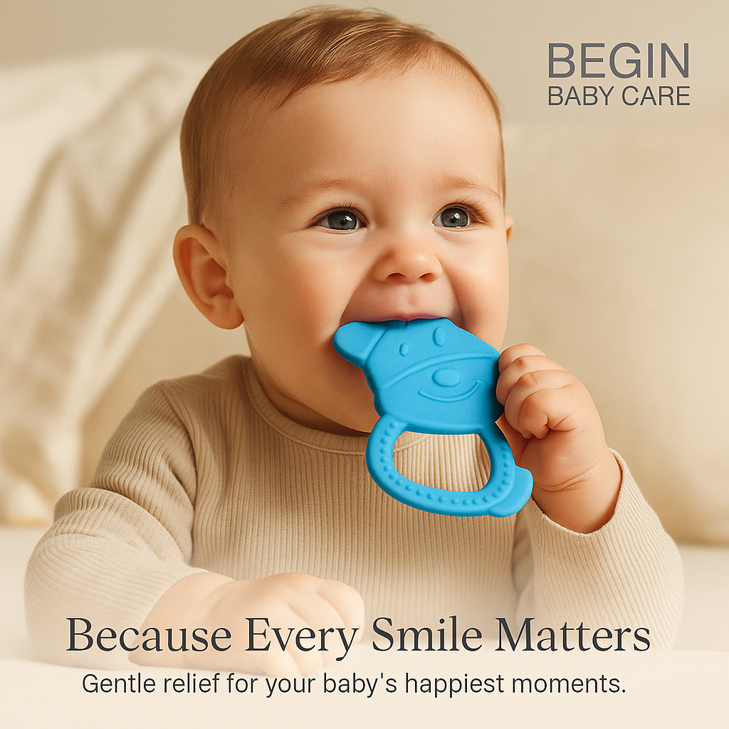 Blue Puppy Shaped Silicone Baby Teether 4 - 12 Months by Begin Baby Care