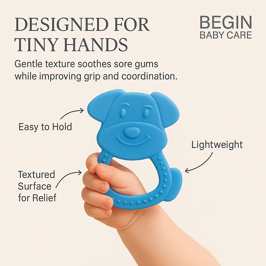 Blue Puppy Shaped Silicone Baby Teether 4 - 12 Months by Begin Baby Care