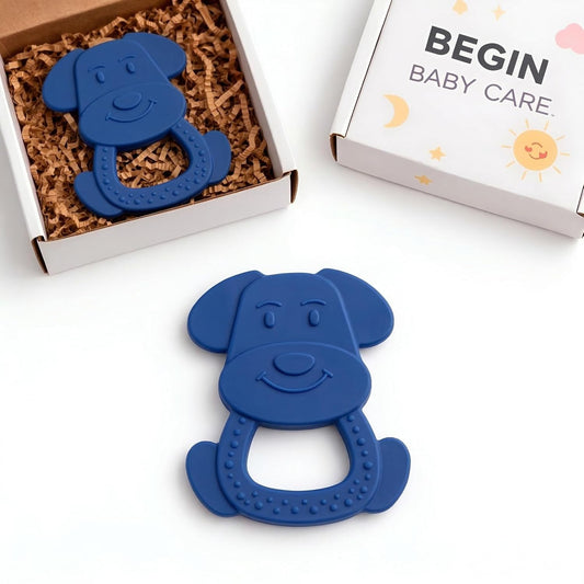 Blue Dogesh Silicone Baby Teether Toy with EasyGrip for 4+ Months from Begin Baby Care