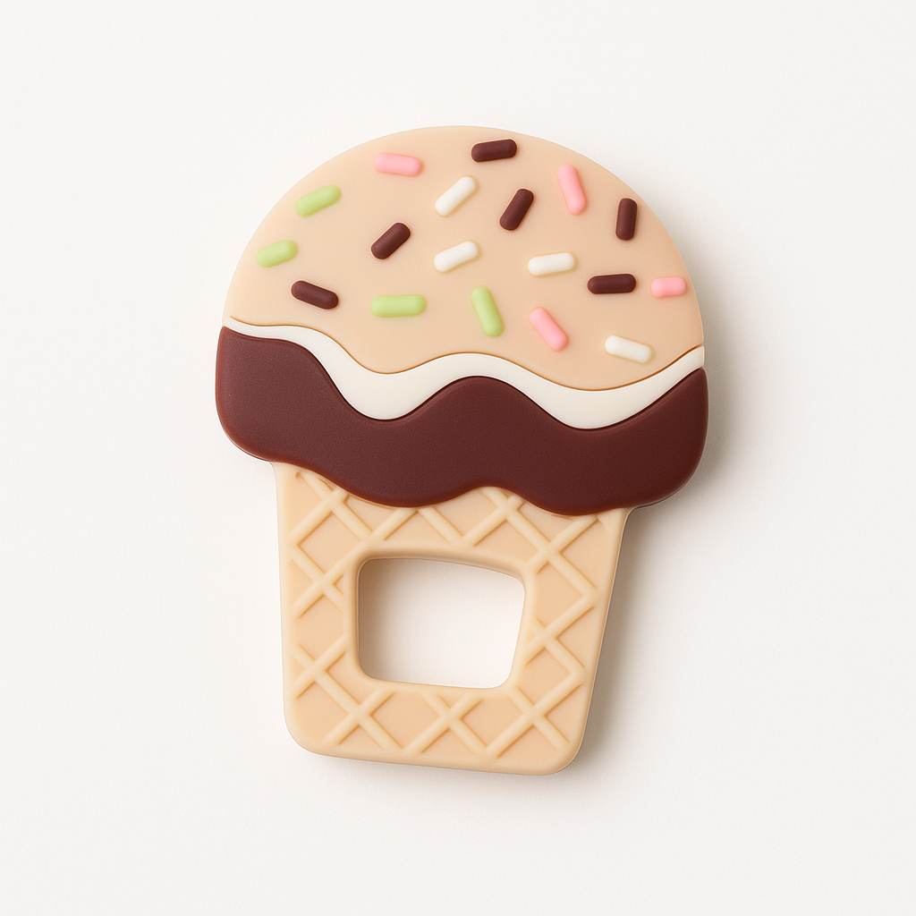 Butterscotch Ice Cream Silicone Baby Teether Toy with EasyGrip for 4+ Months Old from Begin Baby Care