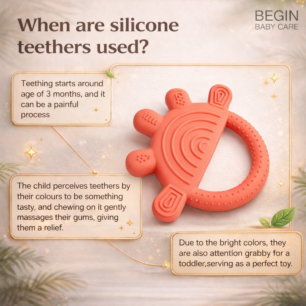 Pink Octopus Silicone Baby Teether Toy With EasyGrip for 4+ Months Old from Begin Baby Care