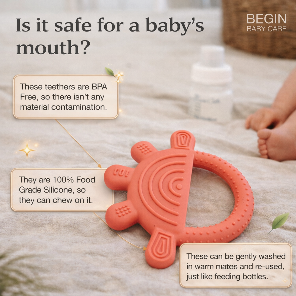 Pink Octopus Silicone Baby Teether Toy With EasyGrip for 4+ Months Old from Begin Baby Care