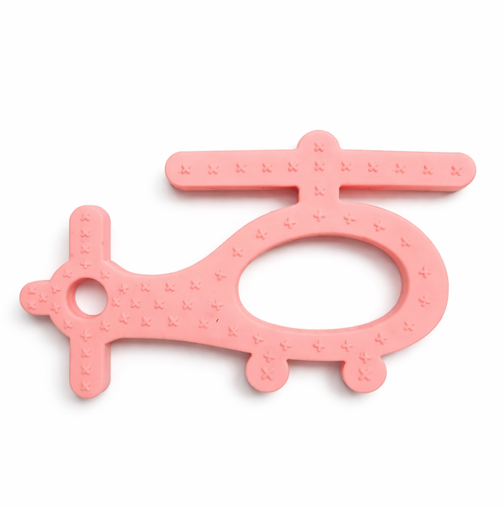 Pink Helicopter Silicone Baby Teether Toy with EasyGrip for 4+ Months Old