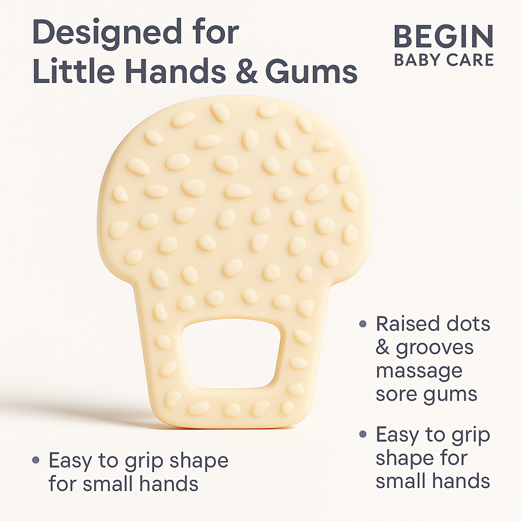 Butterscotch Ice Cream Silicone Baby Teether Toy with EasyGrip for 4+ Months Old from Begin Baby Care