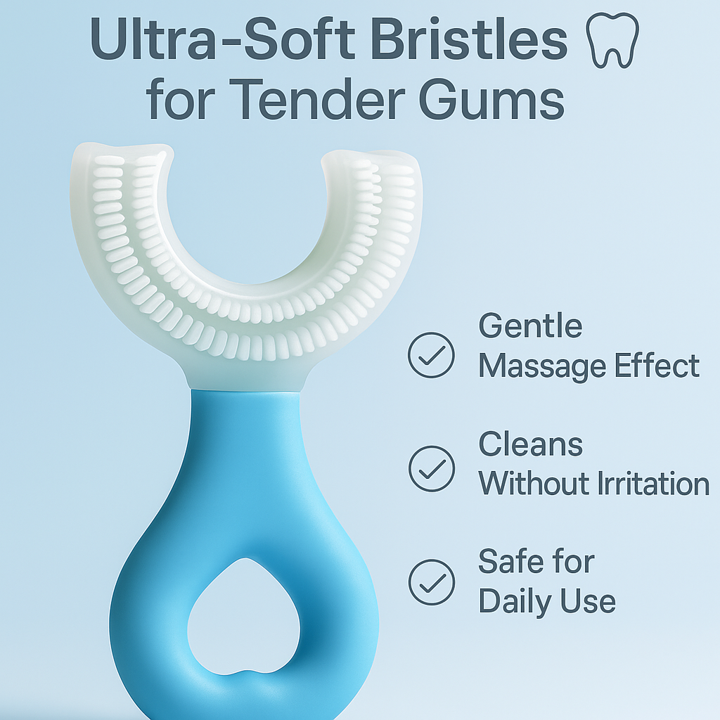 Blue Silicone 2-in-1 Teether & Training Toothbrush | Soft Silicone Brush for Baby’s First Teeth | BPA-Free & Safe for 4+ Months by Begin Baby Care