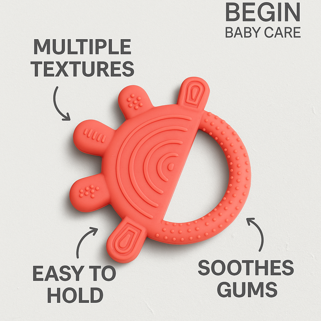 Pink Octopus Silicone Baby Teether Toy With EasyGrip for 4+ Months Old from Begin Baby Care