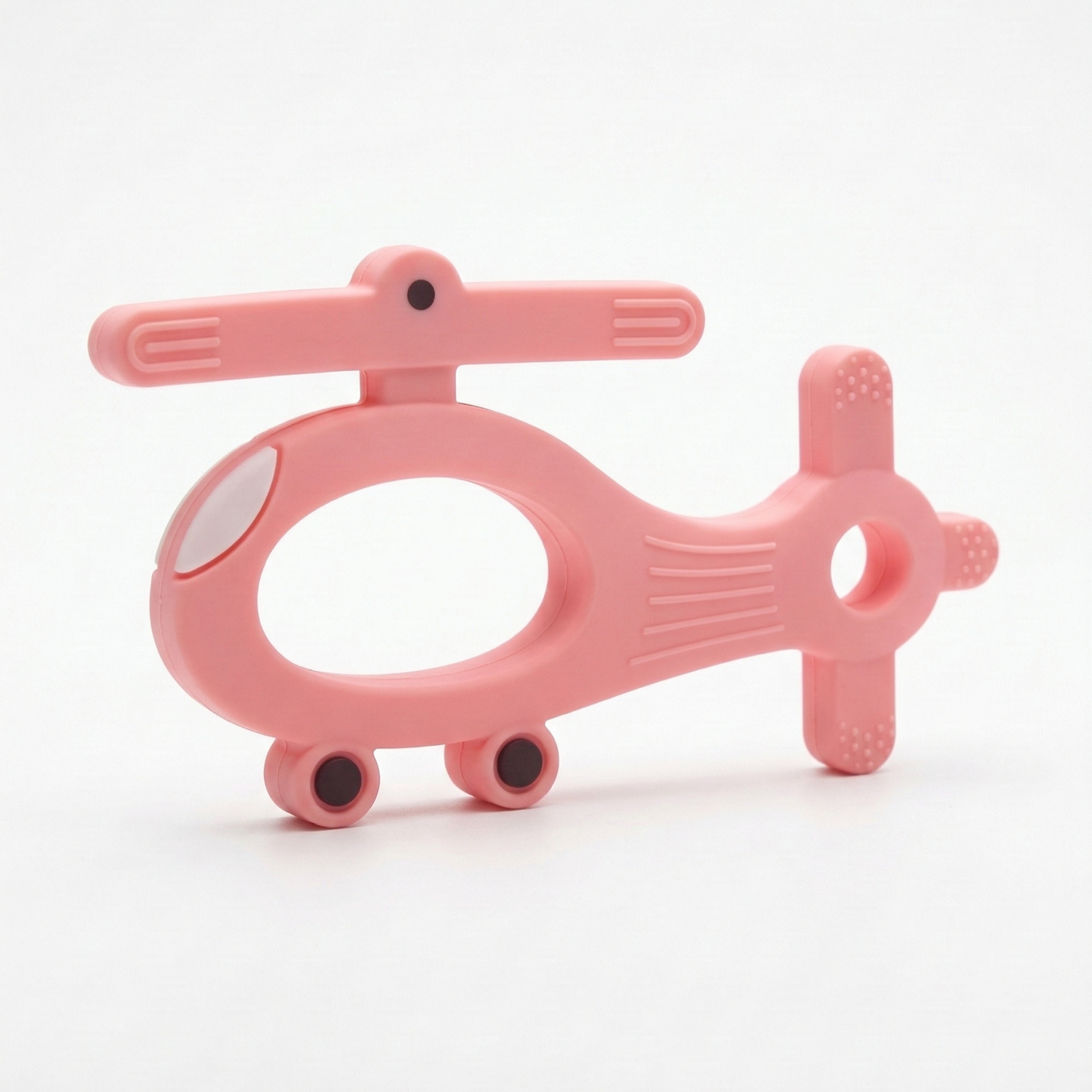 Pink Helicopter Silicone Baby Teether Toy with EasyGrip for 4+ Months Old