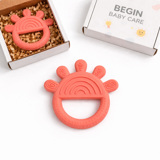 Pink Octopus Silicone Baby Teether Toy With EasyGrip for 4+ Months Old