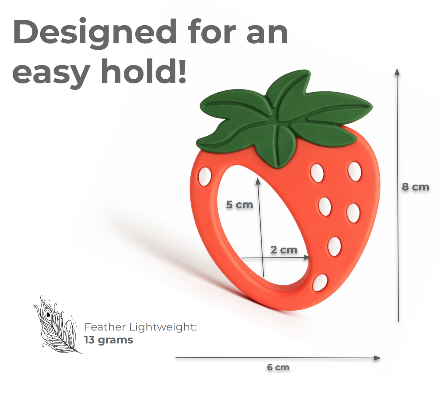 Strawberry Silicone Baby Teether & Toy with EasyGrip for 4+ Months Old from Begin Baby Care