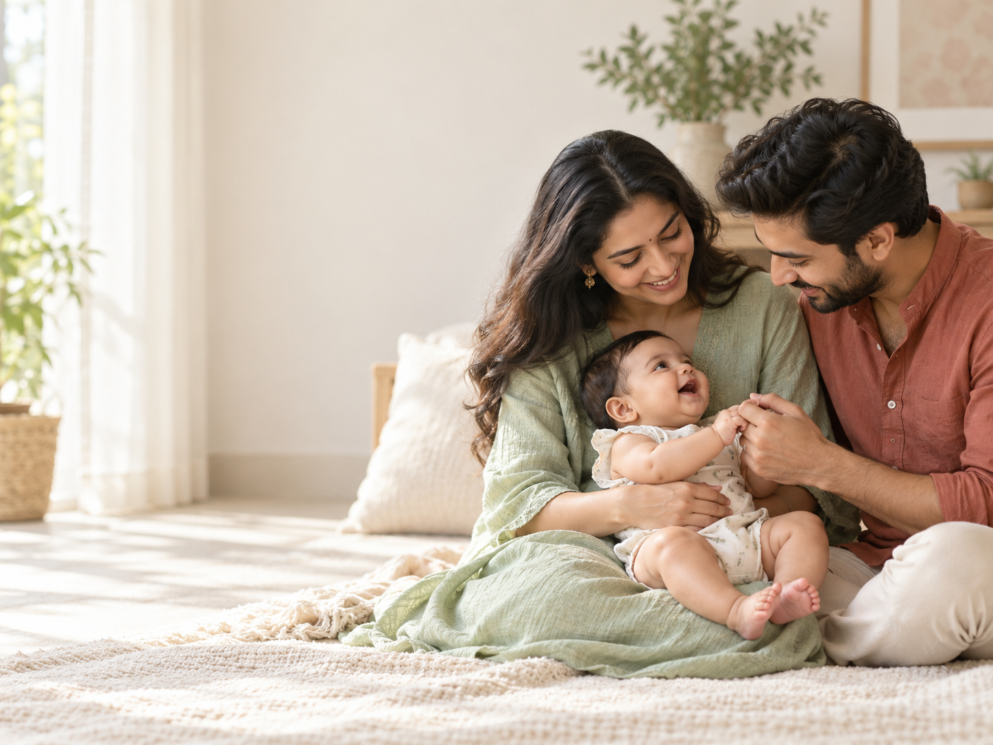 Parents sharing a warm moment together with their baby